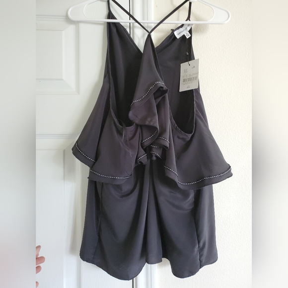Gibson Latimer Tops - Gibson Latimer Sleeveless Black Ruffle Top